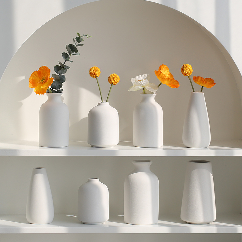 Miao Qian Ins Style Ceramic Vase Plain Embryo Nordic Crafts Desk Decorations Home Decoration Dried Flower Floret