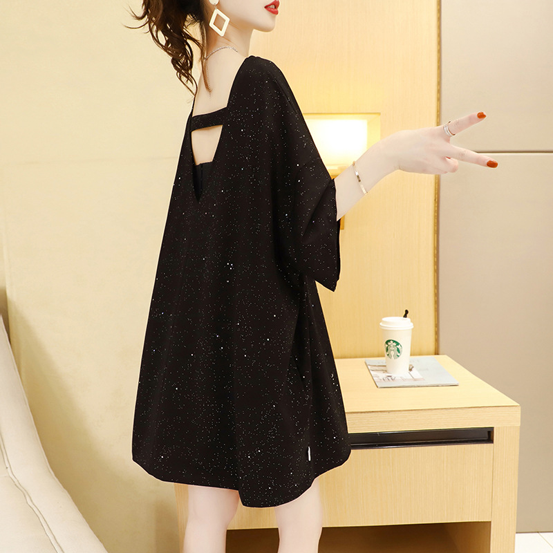 特大码女装大款胖 短袖恤女加肥号宽松200斤上衣服领