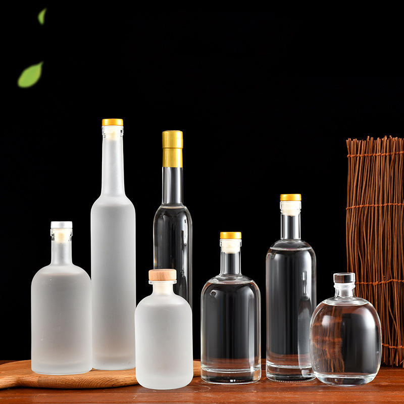 新款冰酒瓶玻璃瓶透明白酒瓶蒙砂密封果酒瓶葡萄酒瓶清酒瓶烧酒瓶