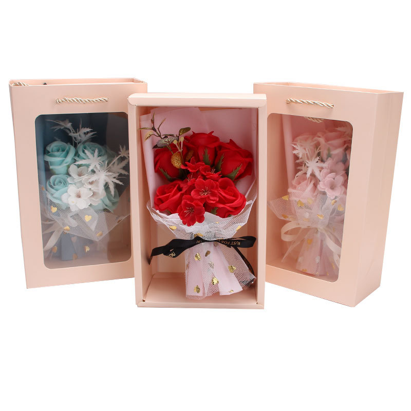 Teacher's Day Gift Teacher Flower Girlfriends Birthday Gift Artificial Rose Company Annual Meeting Handbag Bouquet Wholesale