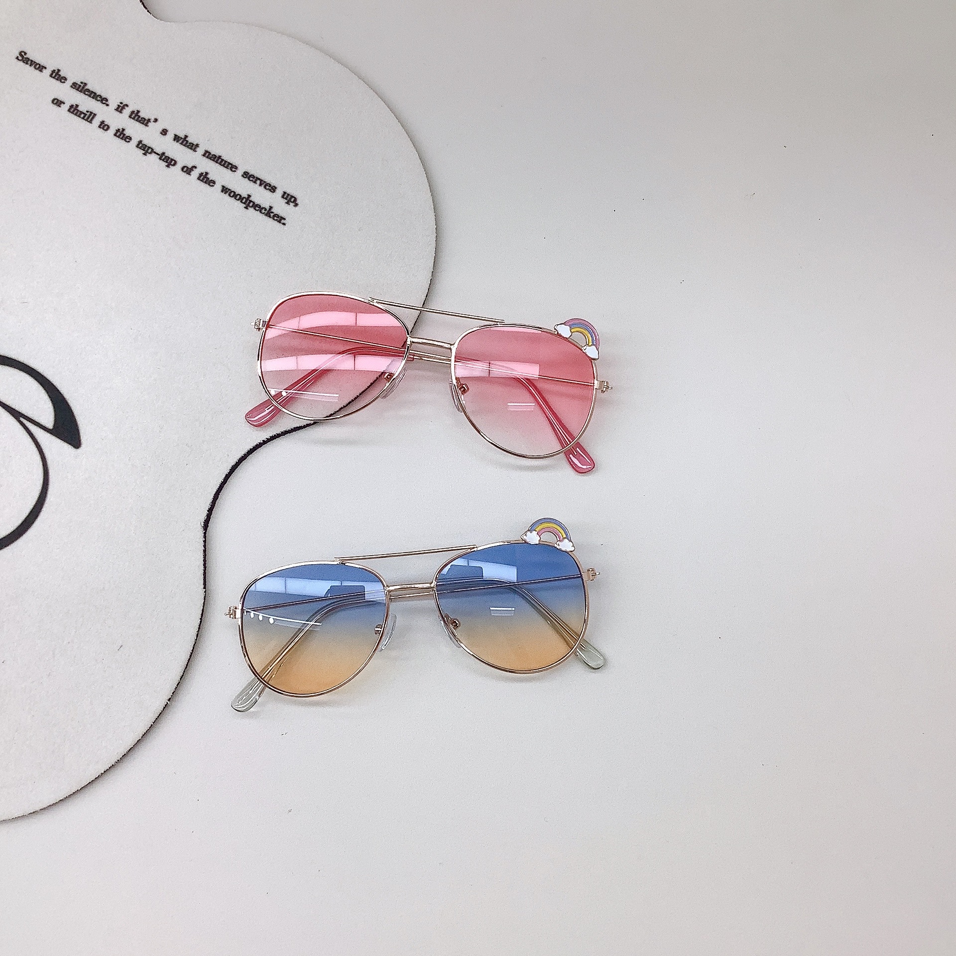Travel Sun-Proof New Kids Sunglasses Personality Trend Rainbow Cute Baby Sunglasses Retro Double Beam Glasses