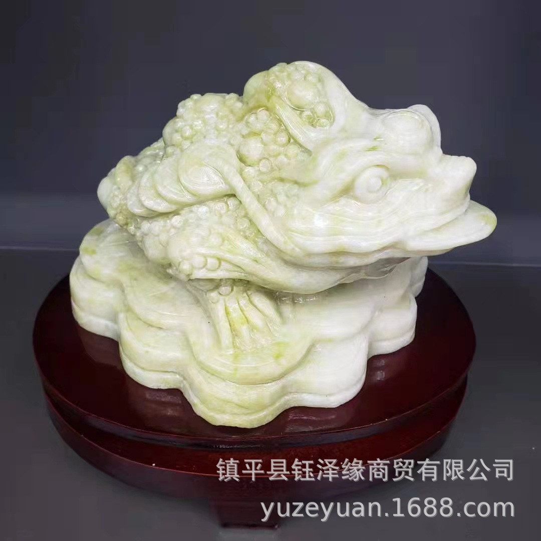 天然蓝田玉金蟾摆件玉石三足蟾乔迁新居公司办公室摆件批发-阿里巴巴
