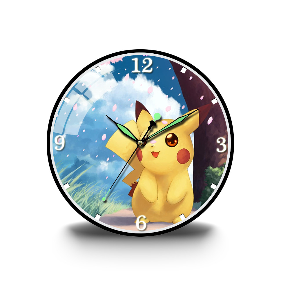 挂钟钟表皮卡丘动漫儿童现代创意个性厨房卧室装饰亚马逊货源