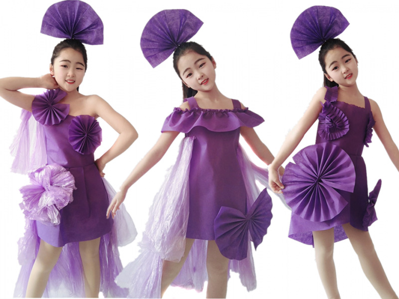 制作亲子时装走秀服装儿童环保服装时装秀幼儿园手工制作衣服女童创意