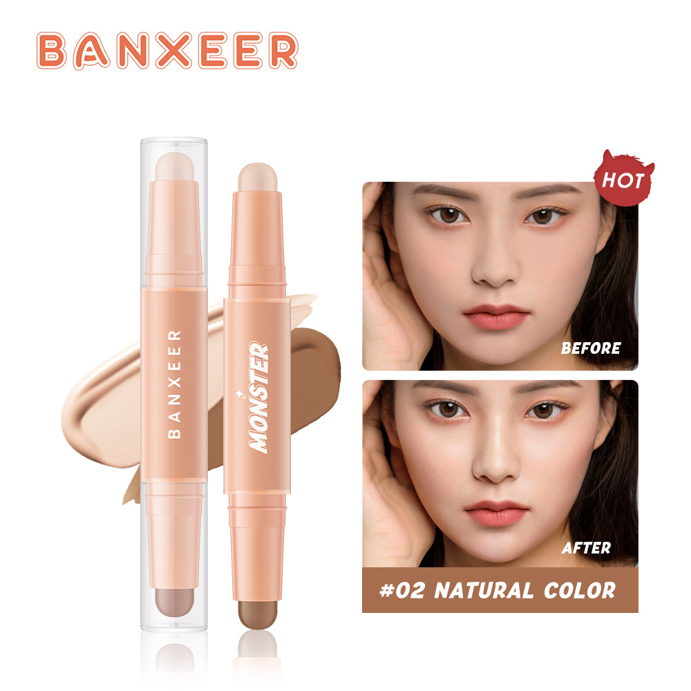 Banxeer Three-Dimensional Double-Headed Repair Highlighter Facial Dual-Use Shadow Stick Concealer Shaping Light Shadow Repair Bm18