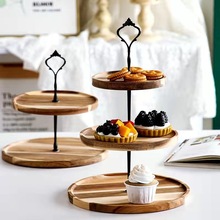 婚庆甜品台摆件多层展示架蛋糕架三层蛋糕托盘生日派对糕点木制盘