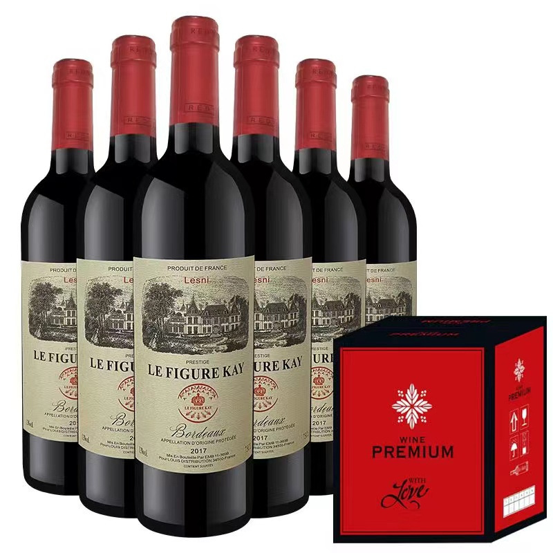 法国原瓶进口勒图凯雷斯尼干红葡萄酒aop级750ml*6支