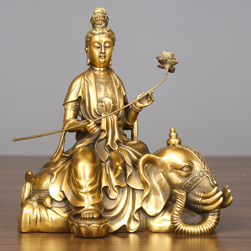 黄铜普贤菩萨摆件佛像家居工艺礼品开业礼品