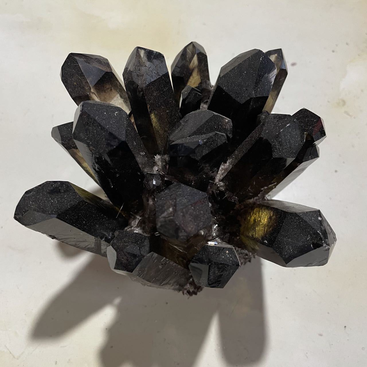 茶水晶簇摆件黑水晶簇摆件矿石标本 家居装饰客厅办公摆件批发