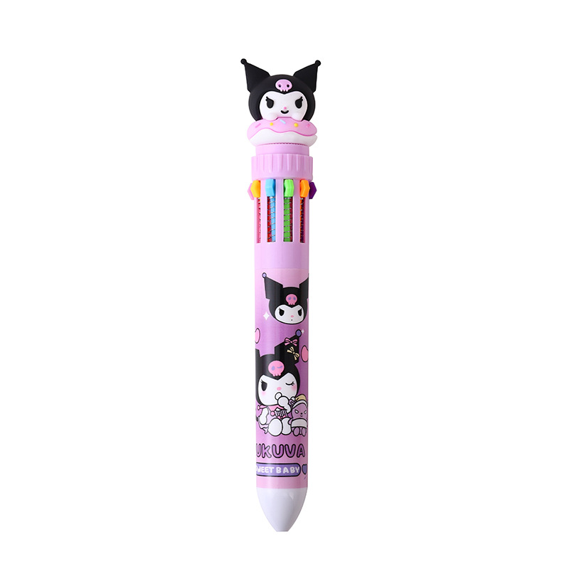 Yqiduo Sanrio Ten-Color Ballpoint Pen Multi-Color Press Journal Pen Good-looking Modeling Color Pencil Stationery Wholesale