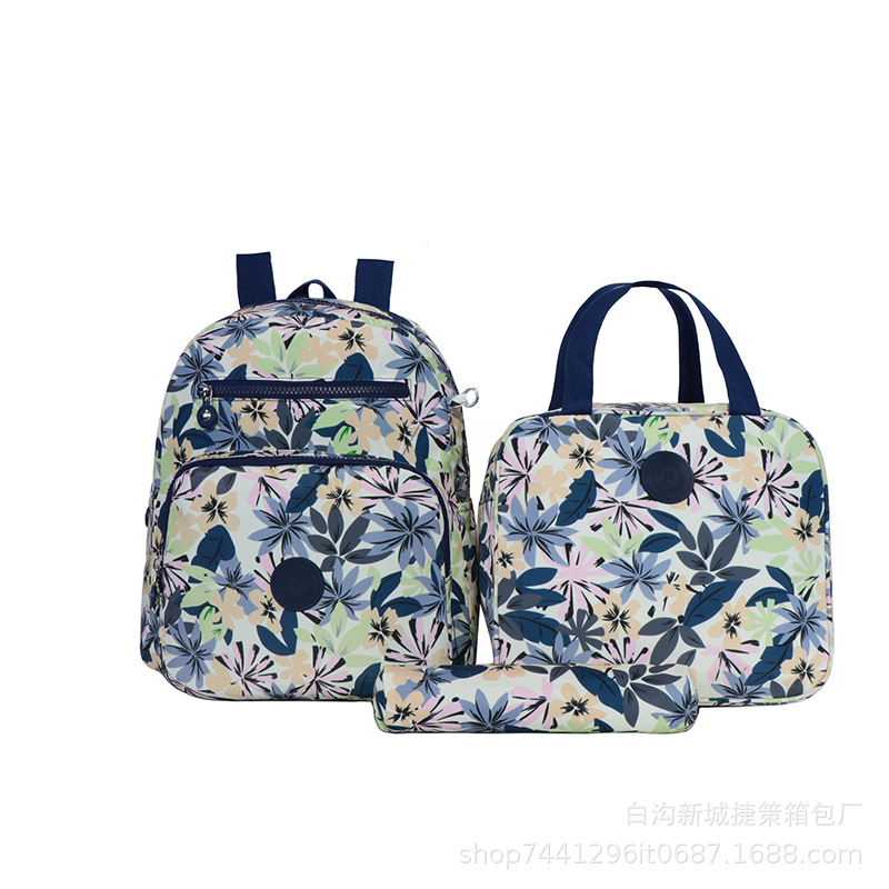 2024 New Backpack One Piece Dropshipping Pattern Cloth Three-Piece Schoolbag Simple Large Capacity Travel Backpack Fashion