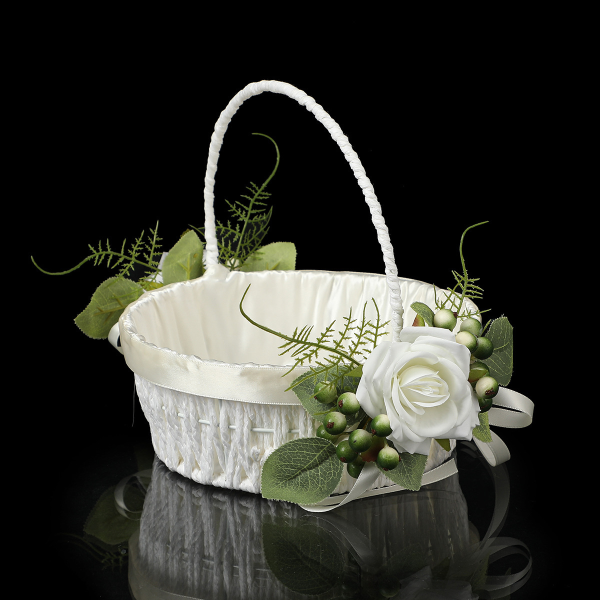 New Natural Style Western Wedding Portable Flower Basket Wedding Supplies Set Emulational Flower Decoration Wedding Candy Basket