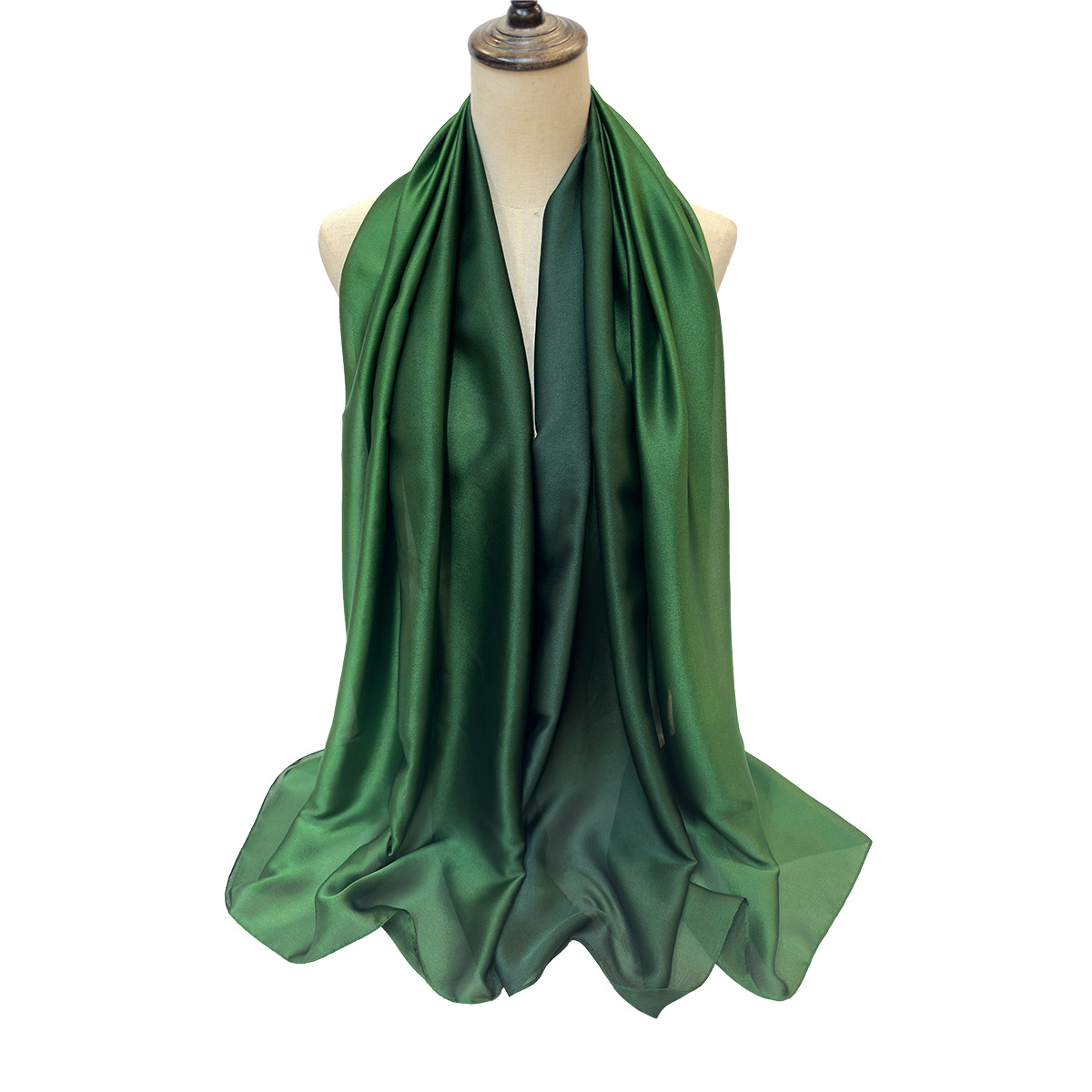 New European and American Export Advanced Fashion All-Match Silk-like Satin Gradient Color Scarf Shawl Factory Wholesale