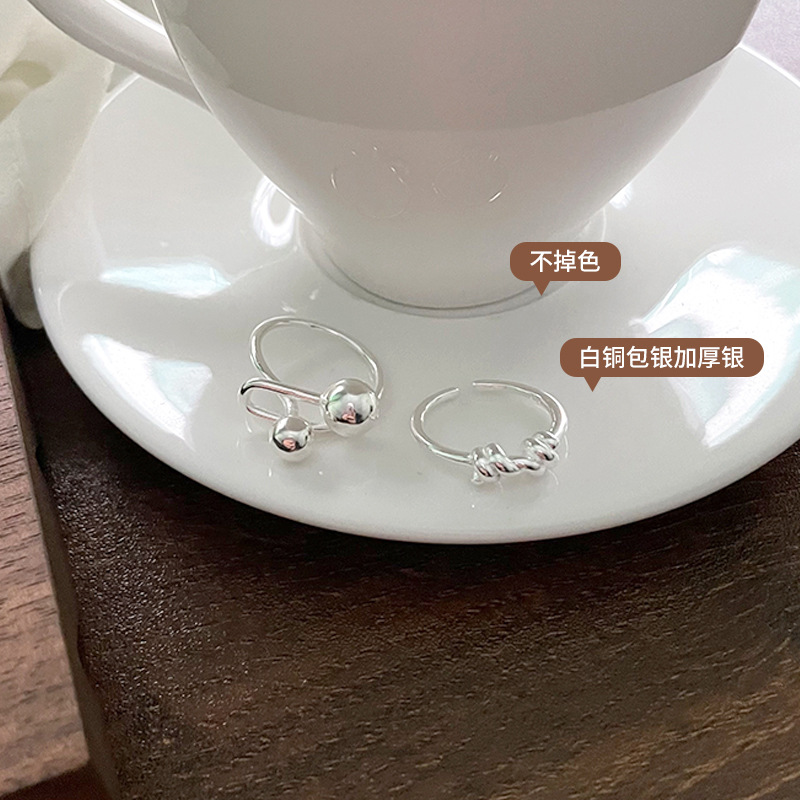 Zhiyun Korean Ins Style Simple Pure Silver Ring Female Bends and Hitches Internet Celebrity 925 Snowflake Silver Ring Non-Fading Wholesale