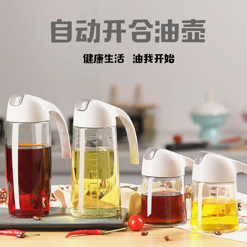 wholesale gravity automatic opening and closing oiler large capacity household oil bottles multi-purpose kitchen spice bottle soy sauce and vinegar bottle