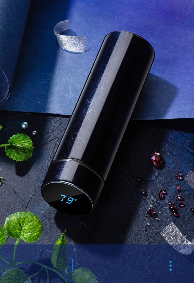 明霞保温杯450ml批发智能温显304不锈钢水杯批发广告商务礼品杯子