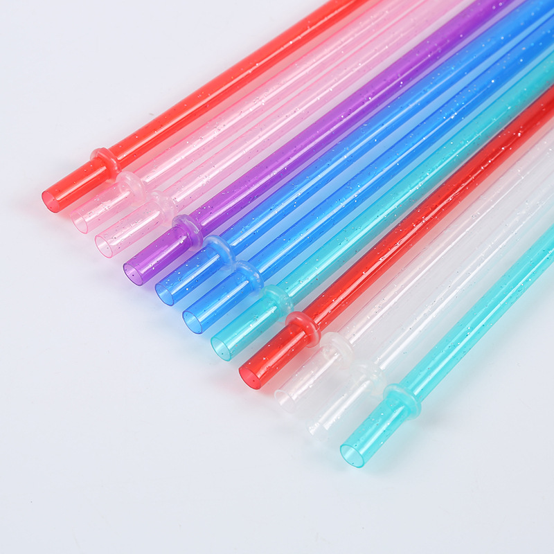 Factory Direct Sales Multi-Color Plastic Straight Tube with Non-Slip Ring Straw Multi-Color Creative Straw Party Straw Customization