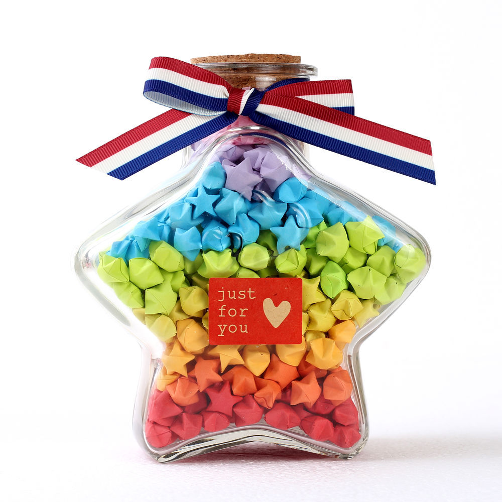 五角星瓶玻璃瓶礼品盒520 365成品diy许愿星纸幸运星星瓶子礼物