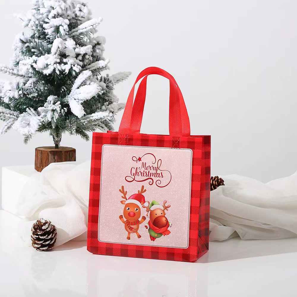 Amazon Hot Sale Non-Woven Christmas Gift Handbag Printed Logo Buggy Bag Foldable Waterproof Gift