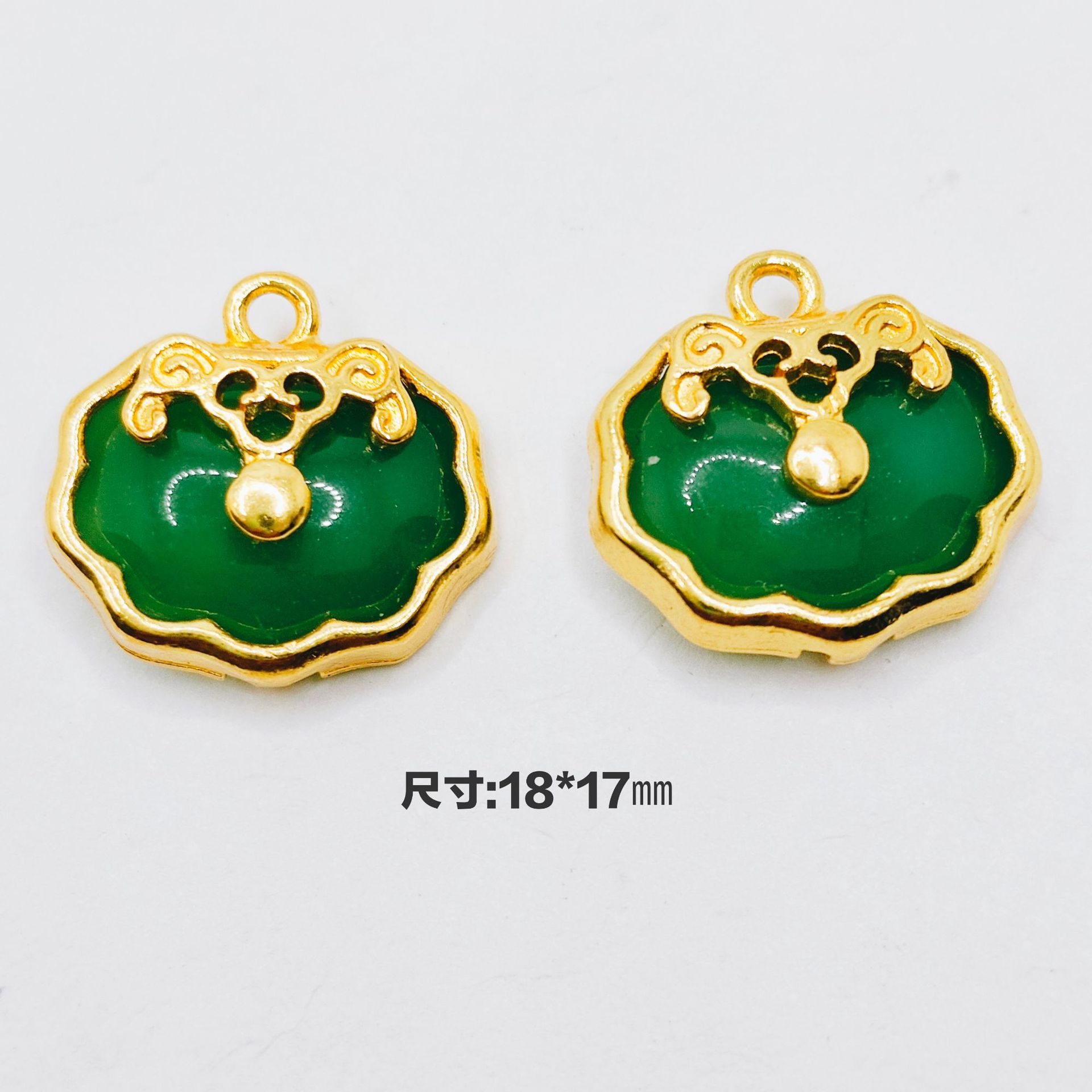 Bell Bracelet Necklace Pendant Inlaid Jade Accessories Material Diy Jade Ruyi Lock Zinc Alloy Jewelry Accessories