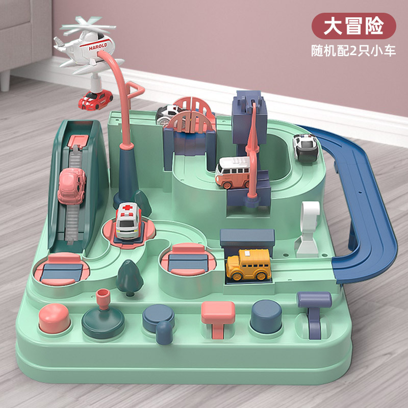 Tiktok Children's Panshan Small Train Big Adventure Car Parking Lot Electric Roller Coaster Dinosaur Rail Car Toy