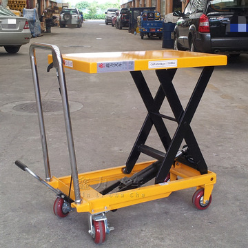 pt500a移动手动液压平台车500kg0.9米脚踏剪叉升降车现货包邮