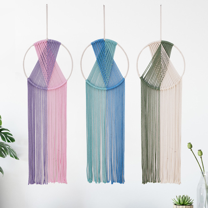 跨境装饰流苏挂毯 莫兰迪色流苏挂毯挂饰 北欧风家居棉绳装饰挂毯