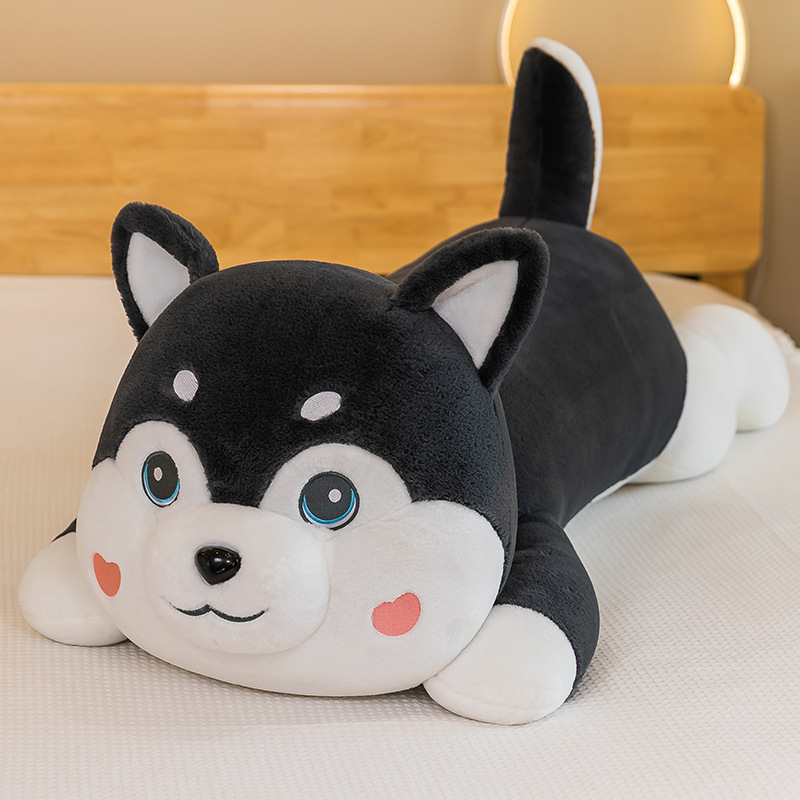 Cute Collar Husky Long Pillow Plush Toy Sleeping Doll Warm Heart Accompany Girlfriend Valentine's Day Gift