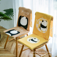中式餐椅垫套装卡通熊猫四季通用椅子绑带坐垫椅背防滑家用椅背套