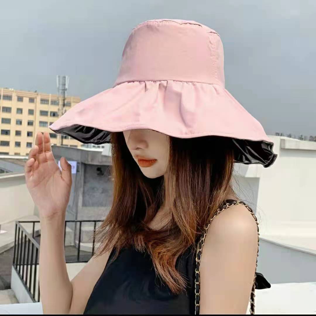 Vinyl Big Brim Fisherman Hat Uv Protection Sun Hat Cover Face Big Brim Foldable Sun Hat Internet Famous Hat