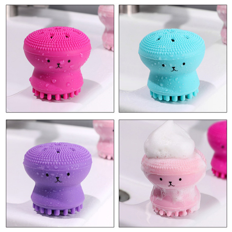 Silicone Face Brush Makeup Remover Massage Cleansing Face Washing Brush Jellyfish Silicone Face Cleansing Brush Manual Small Octopus Face Washing Brush