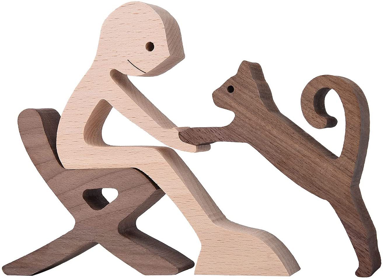 木雕摆件跨境新品木制小狗家人创意装饰北欧木质小狗家居工艺品