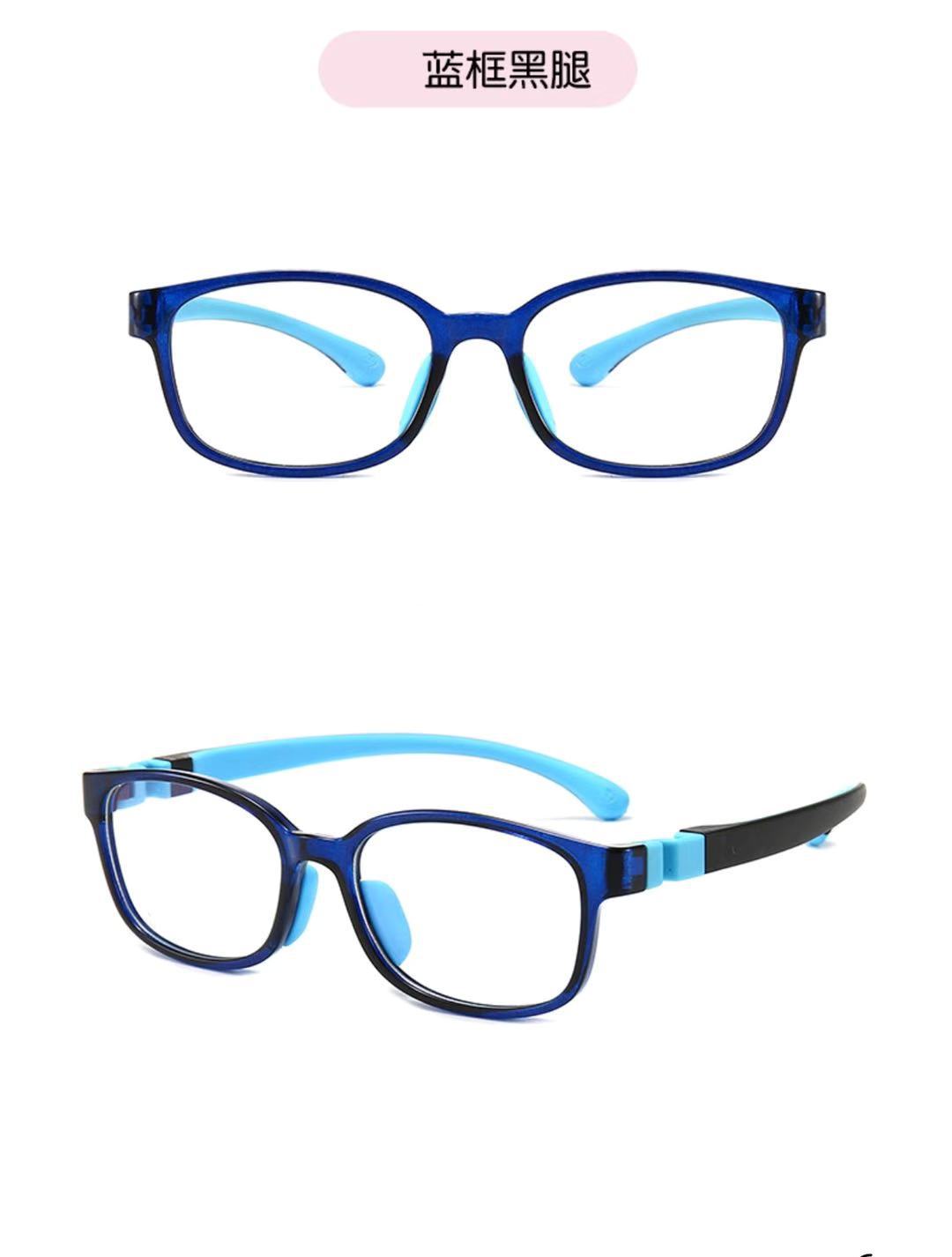新款儿童防蓝光眼镜男女平光镜硅胶双色注塑软镜架眼镜框厂家批发