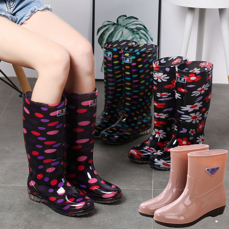 包邮雨鞋女高筒中筒防滑水鞋水靴牛筋底加绒保暖成人短雨靴低帮胶