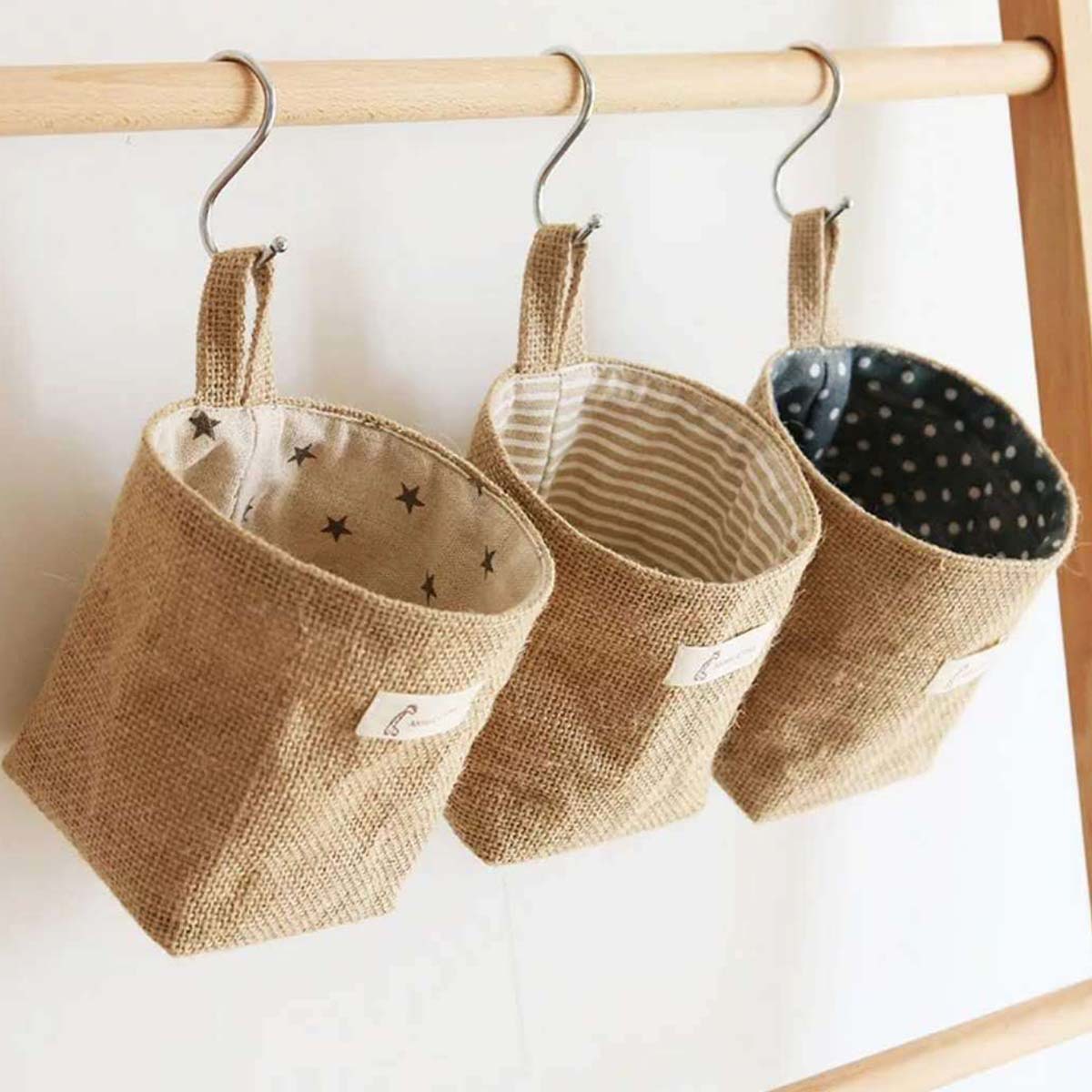 棉麻布艺收纳袋挂袋桌面杂物收纳挂墙式门后储物袋宿舍壁挂小布袋