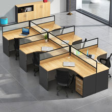 屏风办公桌椅组合4人位简约L型办公室职员68人卡座工位转角办公桌