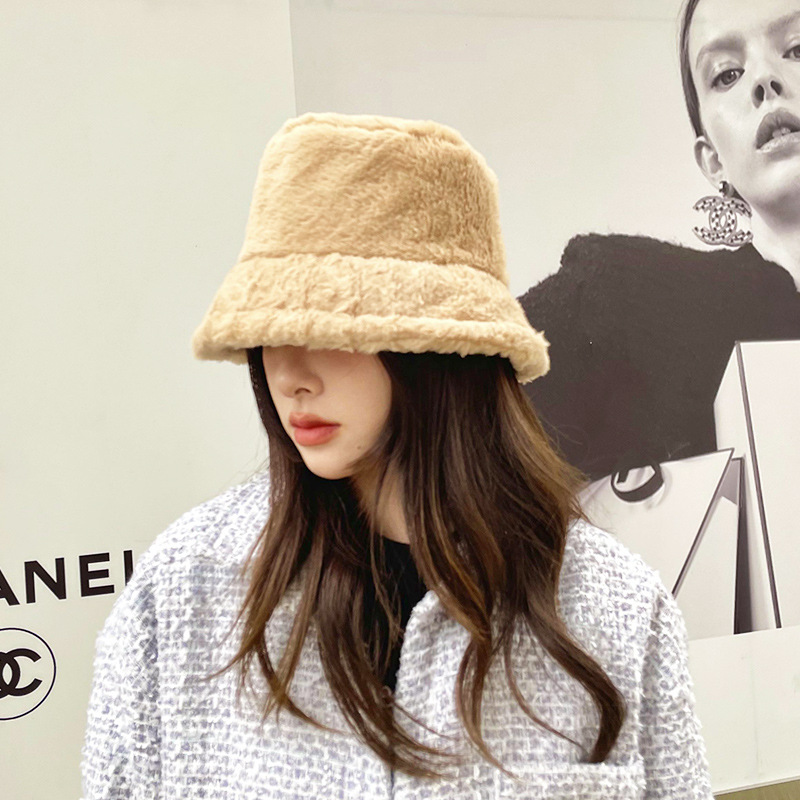 New Autumn and Winter Warm Hat Korean Style Plush Bonnet Women's Bucket Hat plus Velvet Warm Female Fisherman Hat Internet Famous Hat