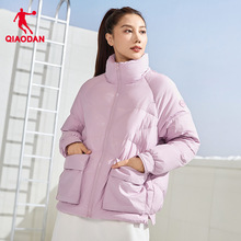 中国乔丹抗寒运动羽绒服2024冬季新款女休闲潮流立领短款保暖外套