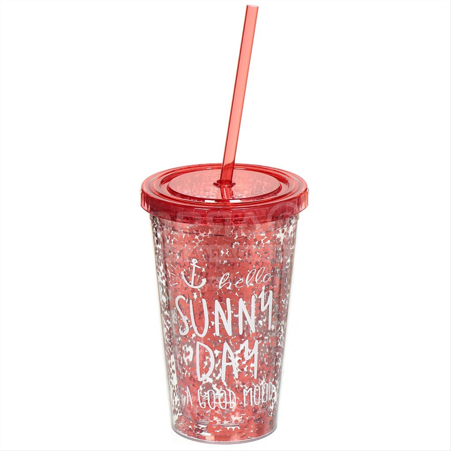 16oz透明塑料ps双层吸管杯可插片定-制图片logo
