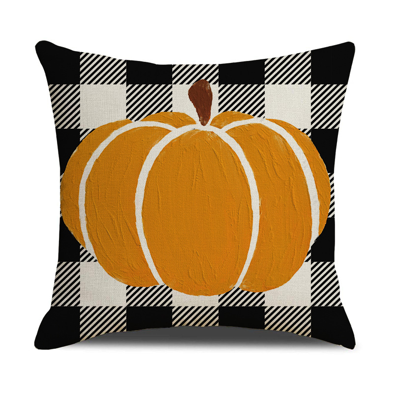 Cross-Border Autumn Thanksgiving Pillow Cover Home Sofa Cushion Cover Linen Maple Leaf Pumpkin Letter Pillow Amazon