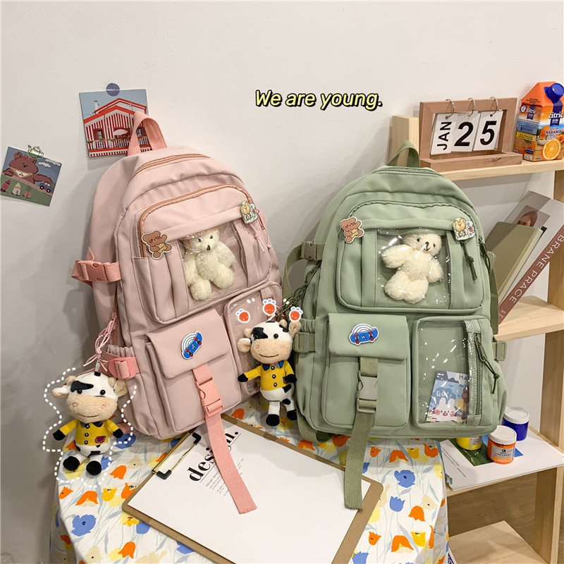 Schoolbag Female Korean Harajuku Ins Style Simple Junior School Backpack Trendy Brand Fashion College Student Backpack