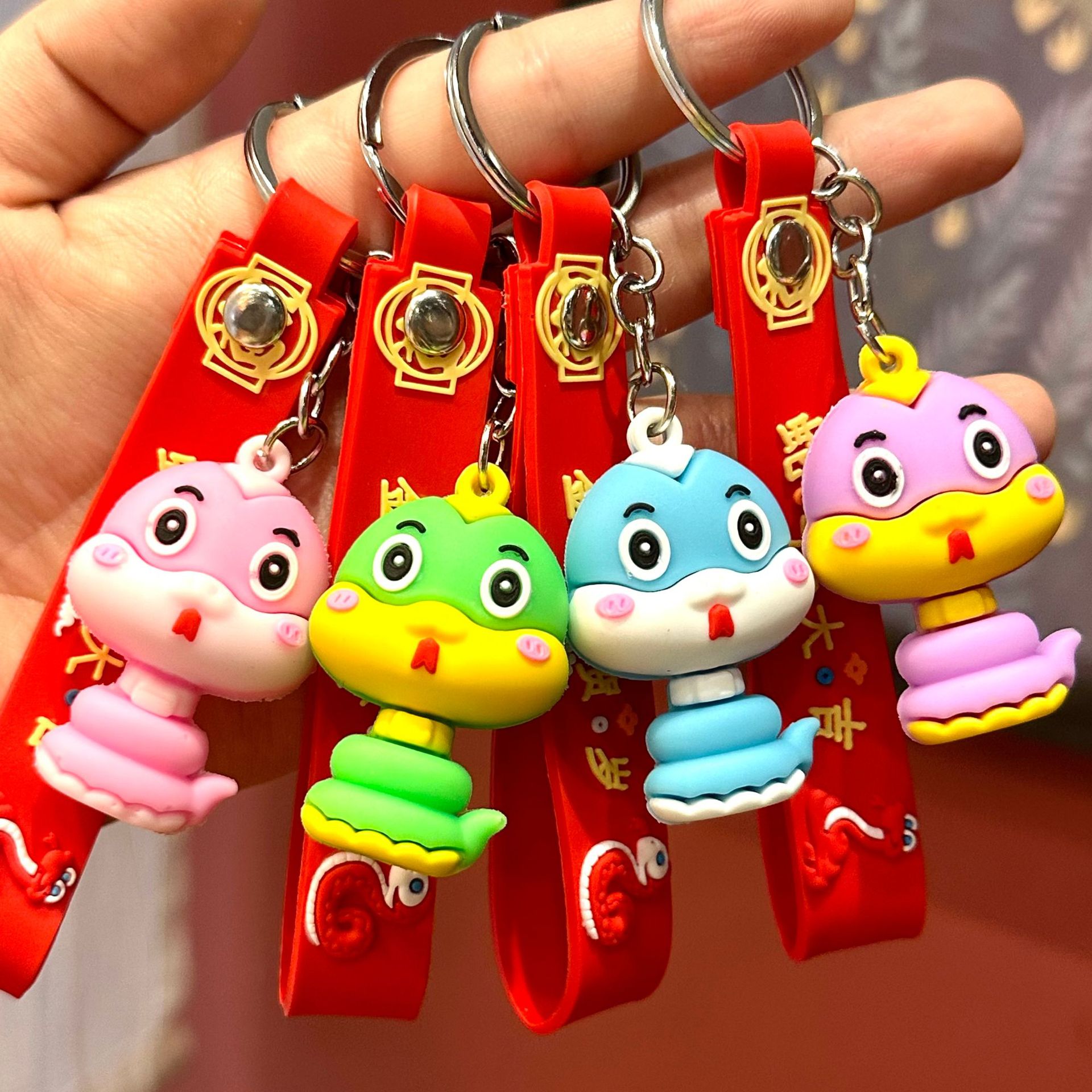 festive year of snake cute snake baby‘s doll keychain mini snake doll key chain couple schoolbag automobile hanging ornament gift
