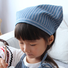 工厂直发日式条纹厨房防油烘焙儿童幼儿园三角头巾帽子厨师外贸
