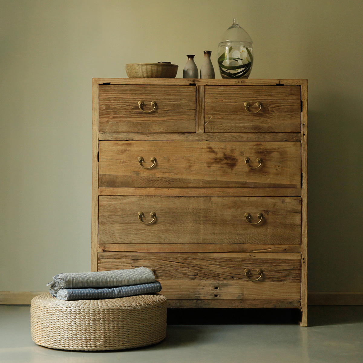 定制老榆木五斗柜老门板木料原木免漆简约环保实木储物玄关柜