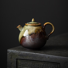 窑变天目流釉 日式古朴陶瓷茶壶泡茶壶单壶提梁侧把盖碗