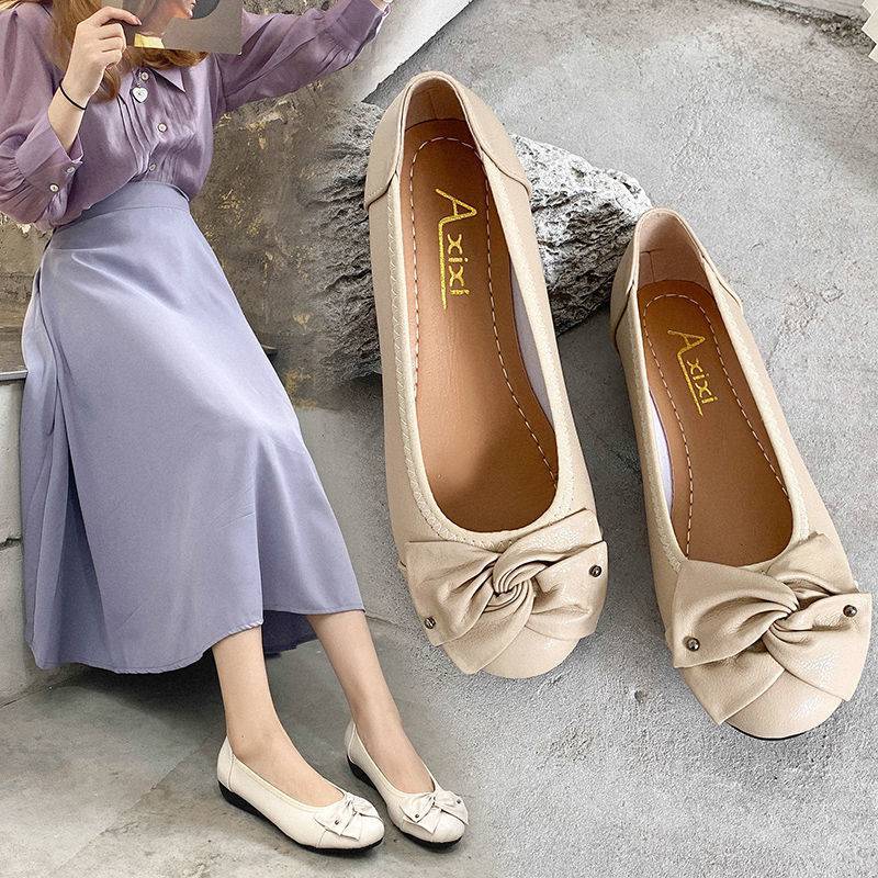 35-43码 大码女鞋41豆豆鞋女新款一脚蹬脚宽胖妹妹孕妇平底单鞋42