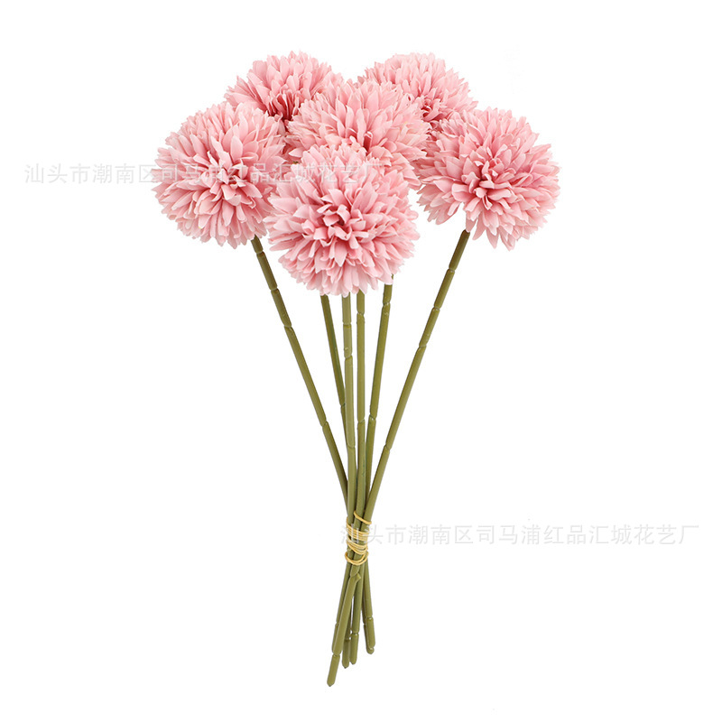 Single Head Ping Pong Chrysanthemum Artificial Flower Dandelion Ball Chrysanthemum Fake Flower Nordic Decoration Decoration Wedding Plastic Artificial Flower Arrangement