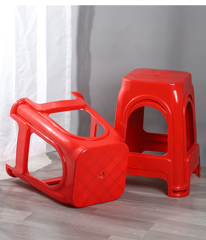 批发塑料凳子红色加厚家用椅子高凳夜市大排档塑胶板凳餐桌高脚凳