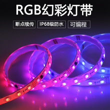 LED灯带户外防水灯带可编程流水跑马灯12V24Vrgb实心硅胶幻彩灯带