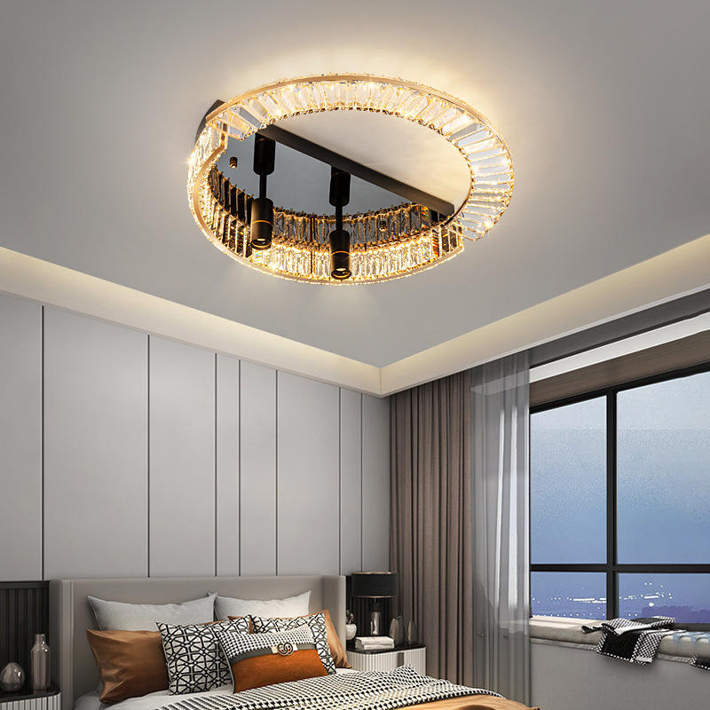 新款卧室水晶吸顶灯led射灯轻奢艺术装饰创意现代简约主房间灯具